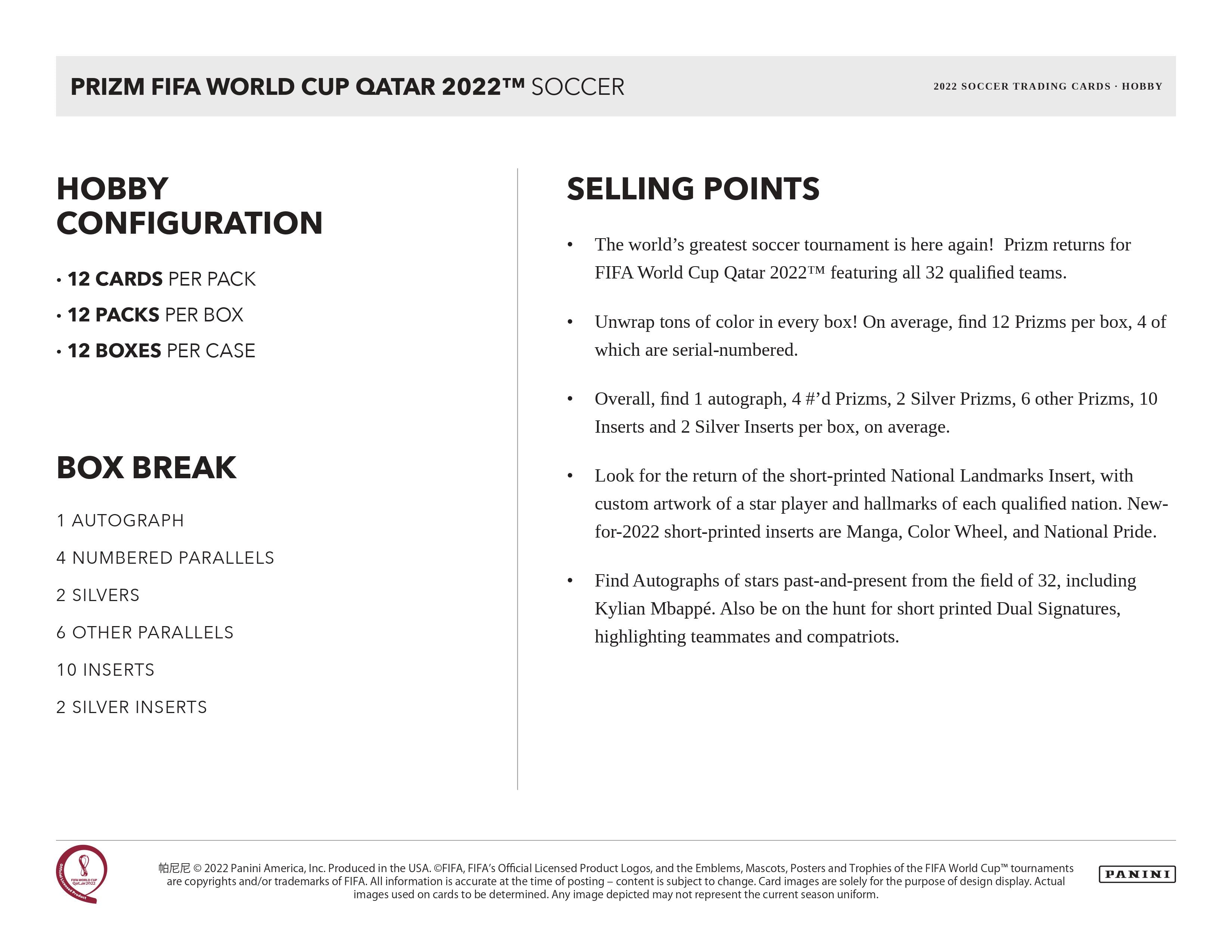 2022 Panini Prizm FIFA World Cup Soccer Hobby Box