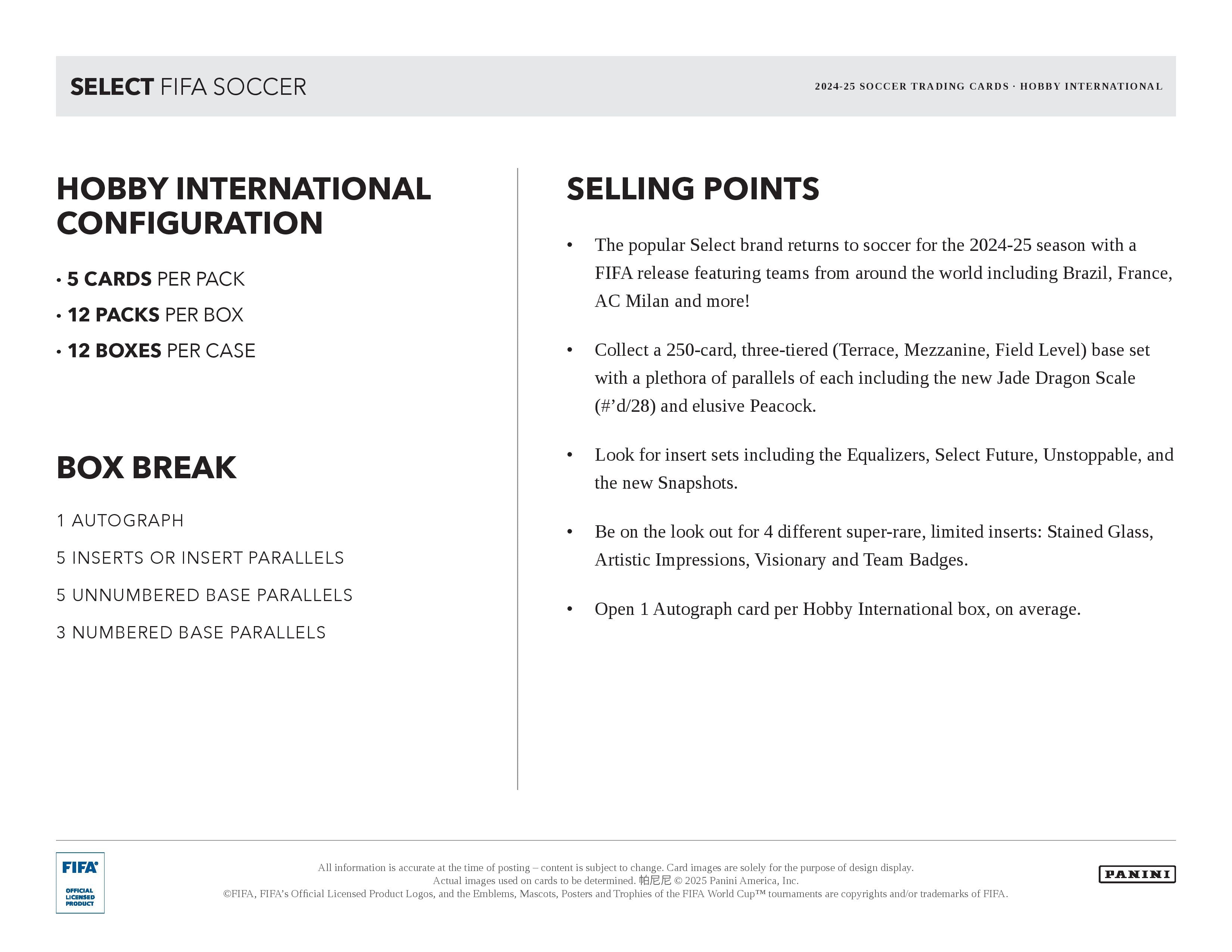 2024-25 Panini Select FIFA Soccer Hobby International Box