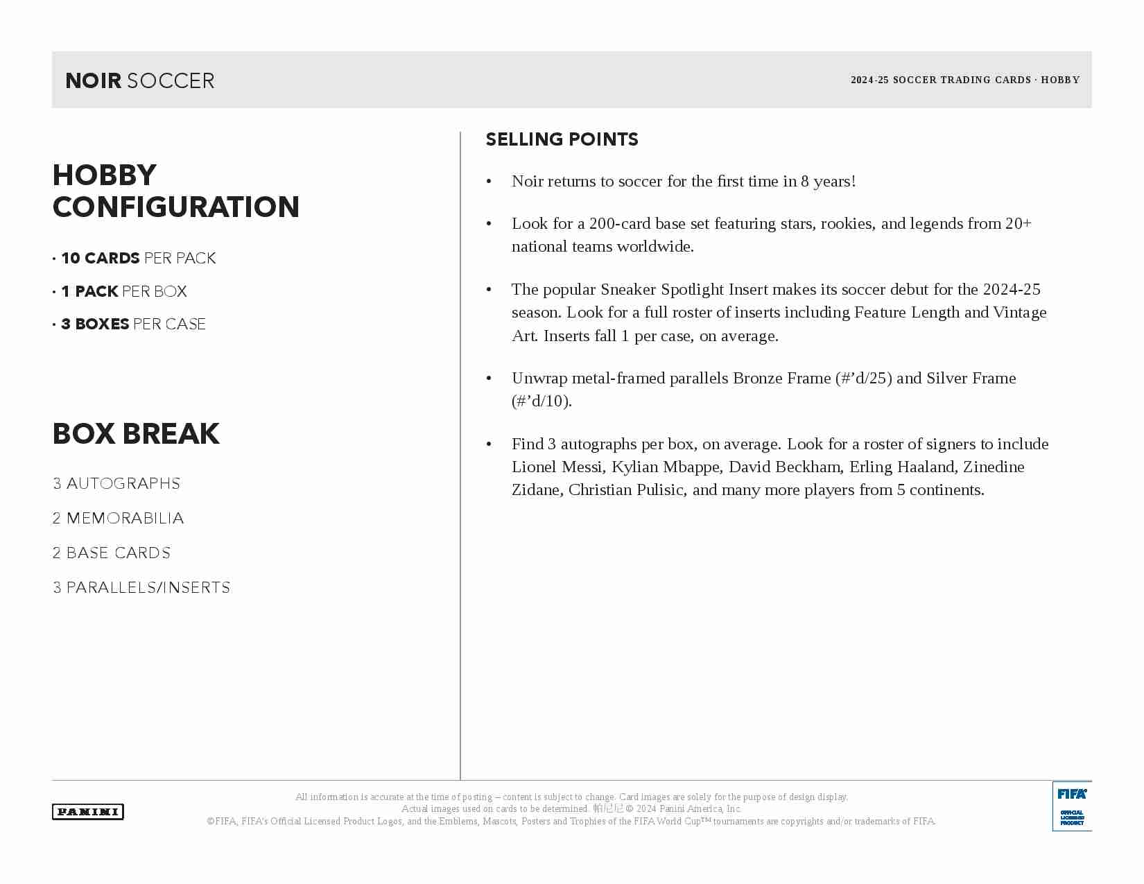 2024-25 Panini NOIR Soccer Hobby Box