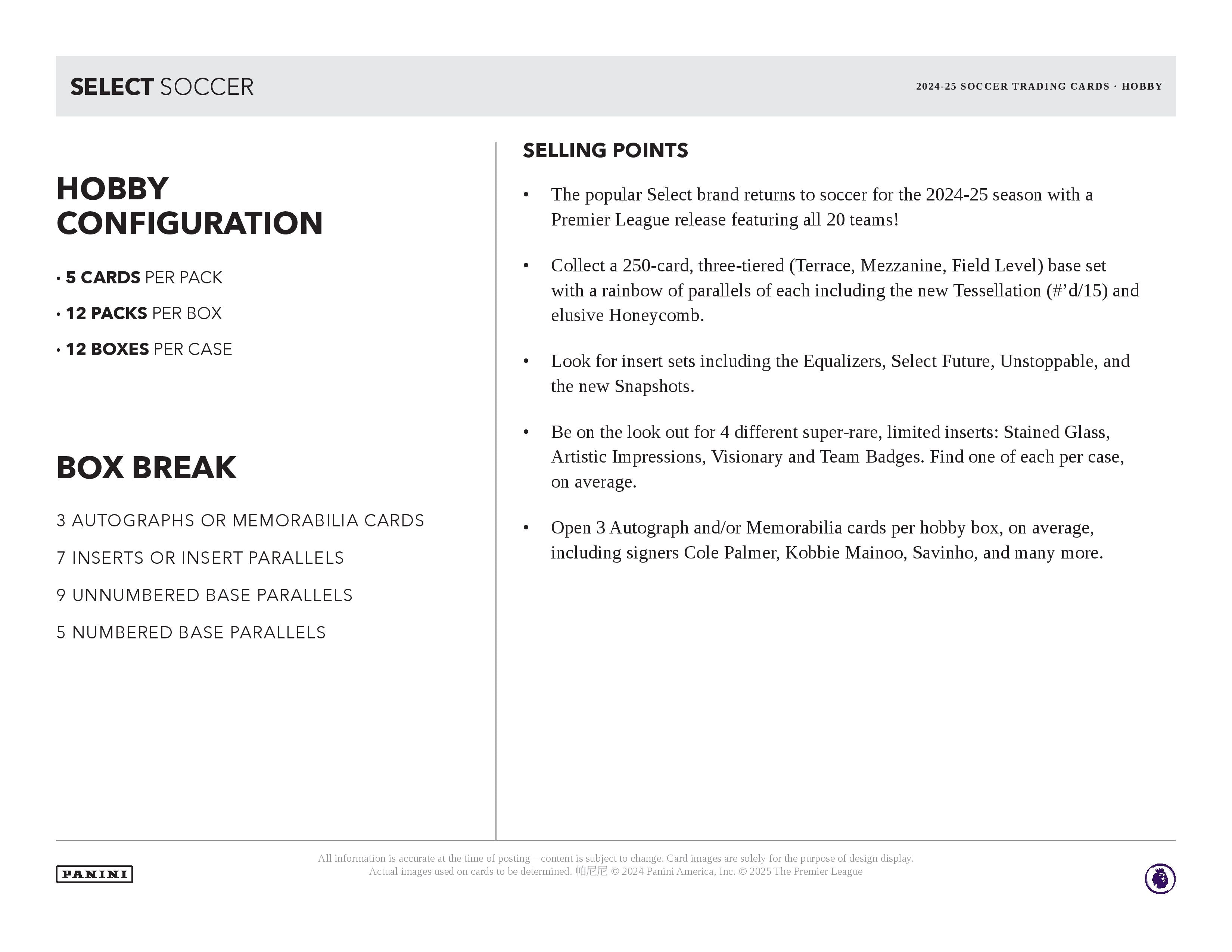 2024-25 Panini Select English Premier League Soccer Hobby Box