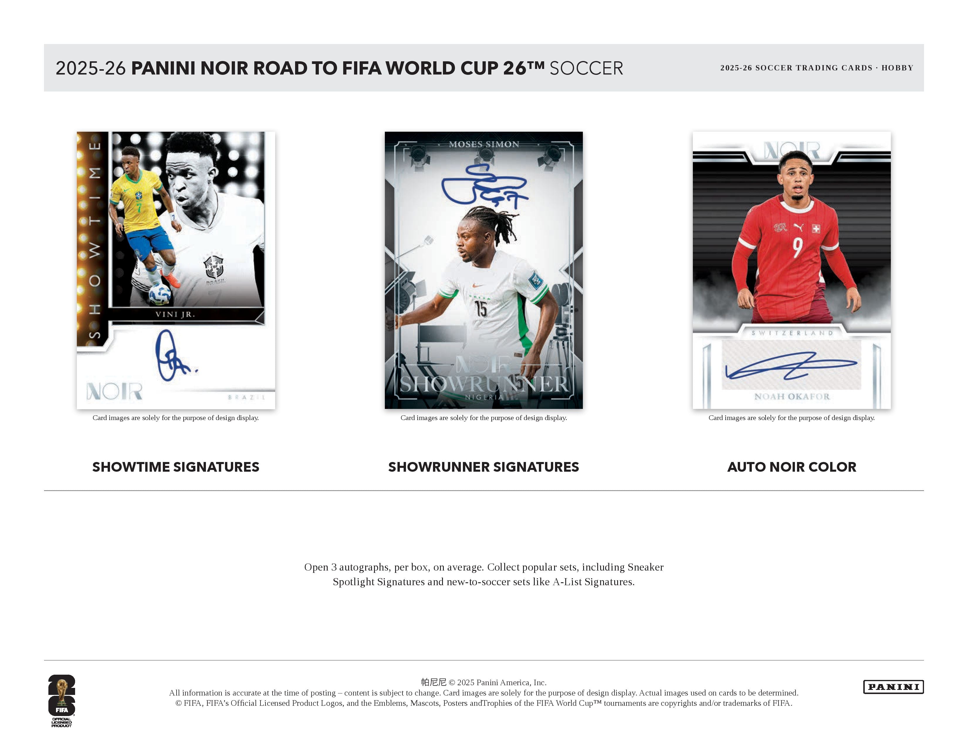 2025-26 Panini Noir Road to FIFA World Cup Soccer Hobby Box (Pre Order)