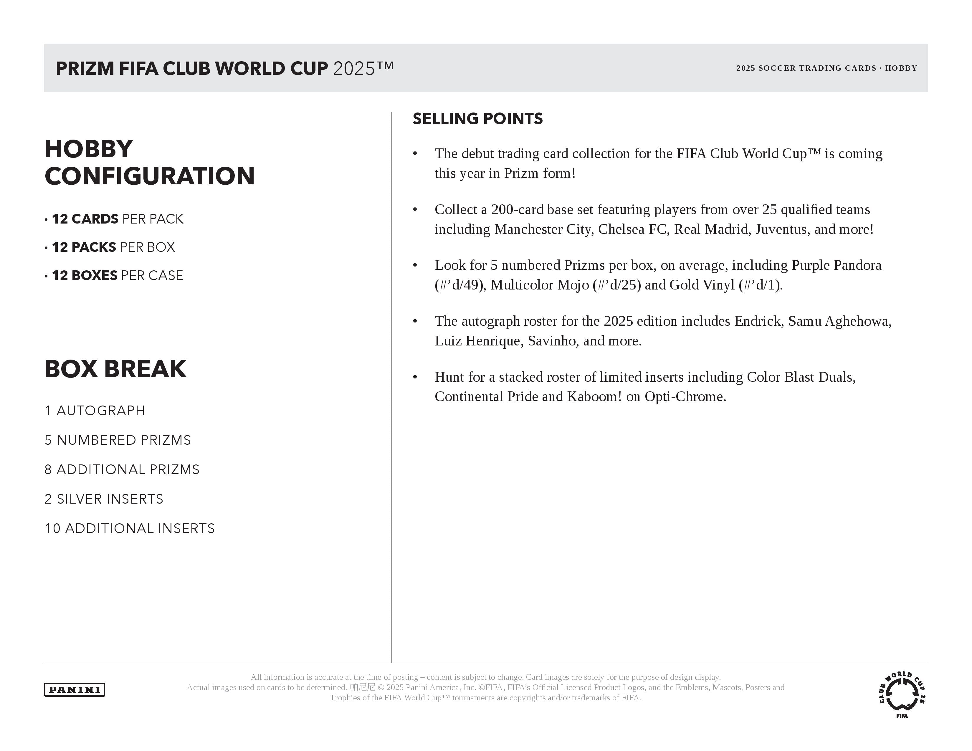 2024-25 Panini Prizm FIFA Club World Cup Soccer Hobby Box