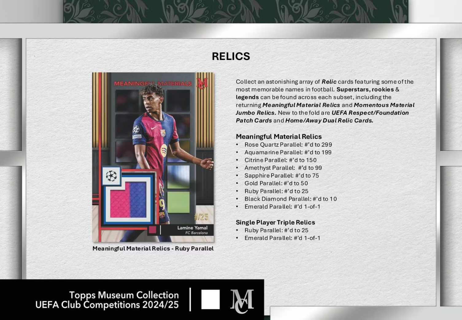 2024-25 Topps UEFA Club Competitions Museum Collection Soccer Hobby Box (Pre Order)