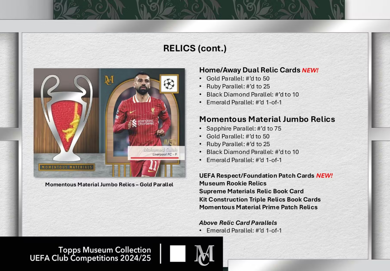 2024-25 Topps UEFA Club Competitions Museum Collection Soccer Hobby Box (Pre Order)