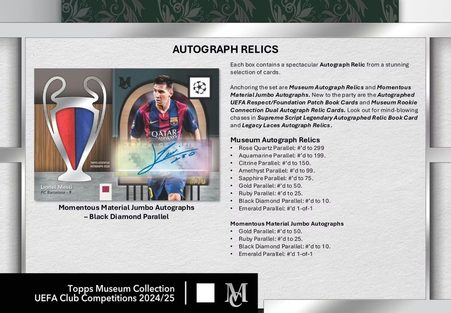 2024-25 Topps UEFA Club Competitions Museum Collection Soccer Hat-Trick Box (Pre Order)