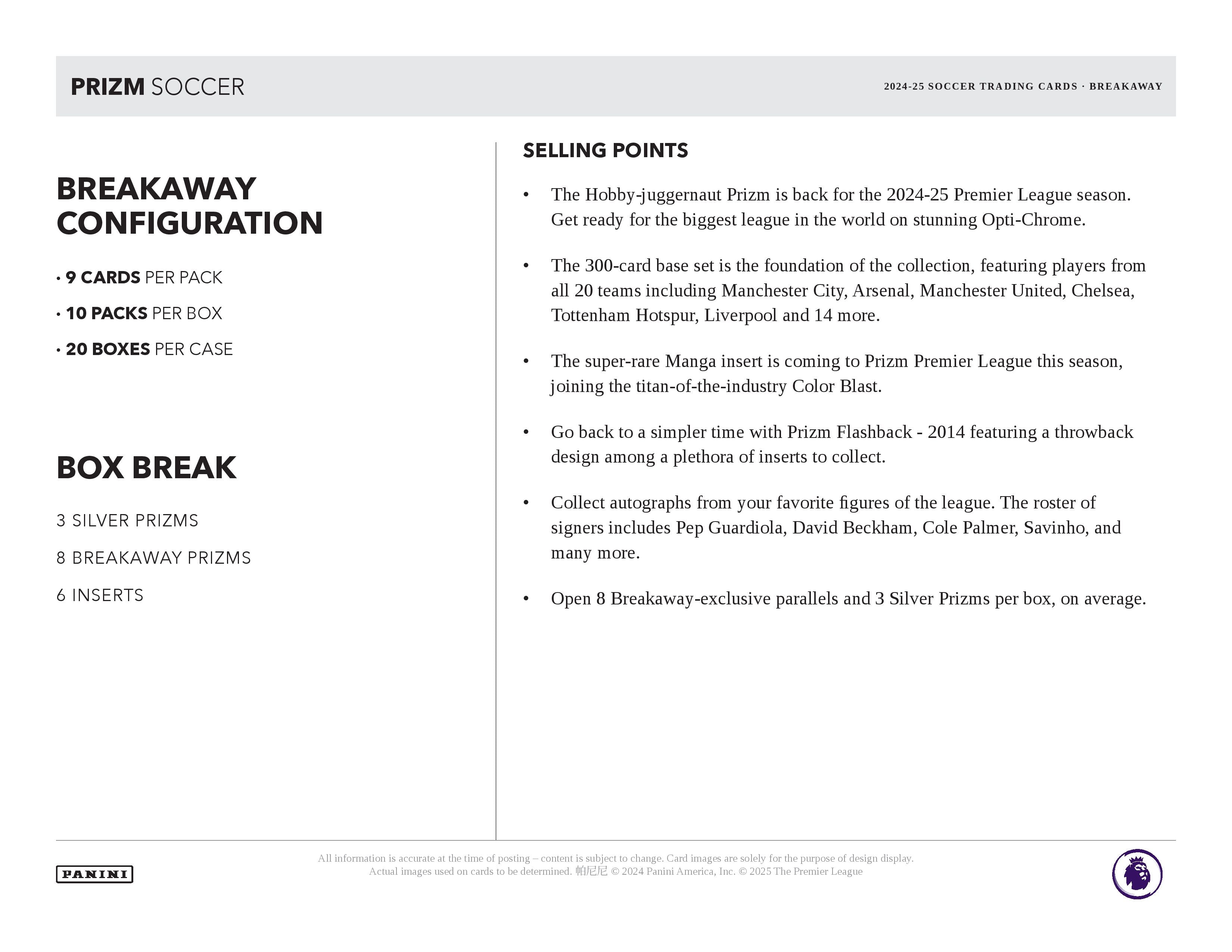 2024-25 Panini Prizm Premier League Soccer Breakaway Box