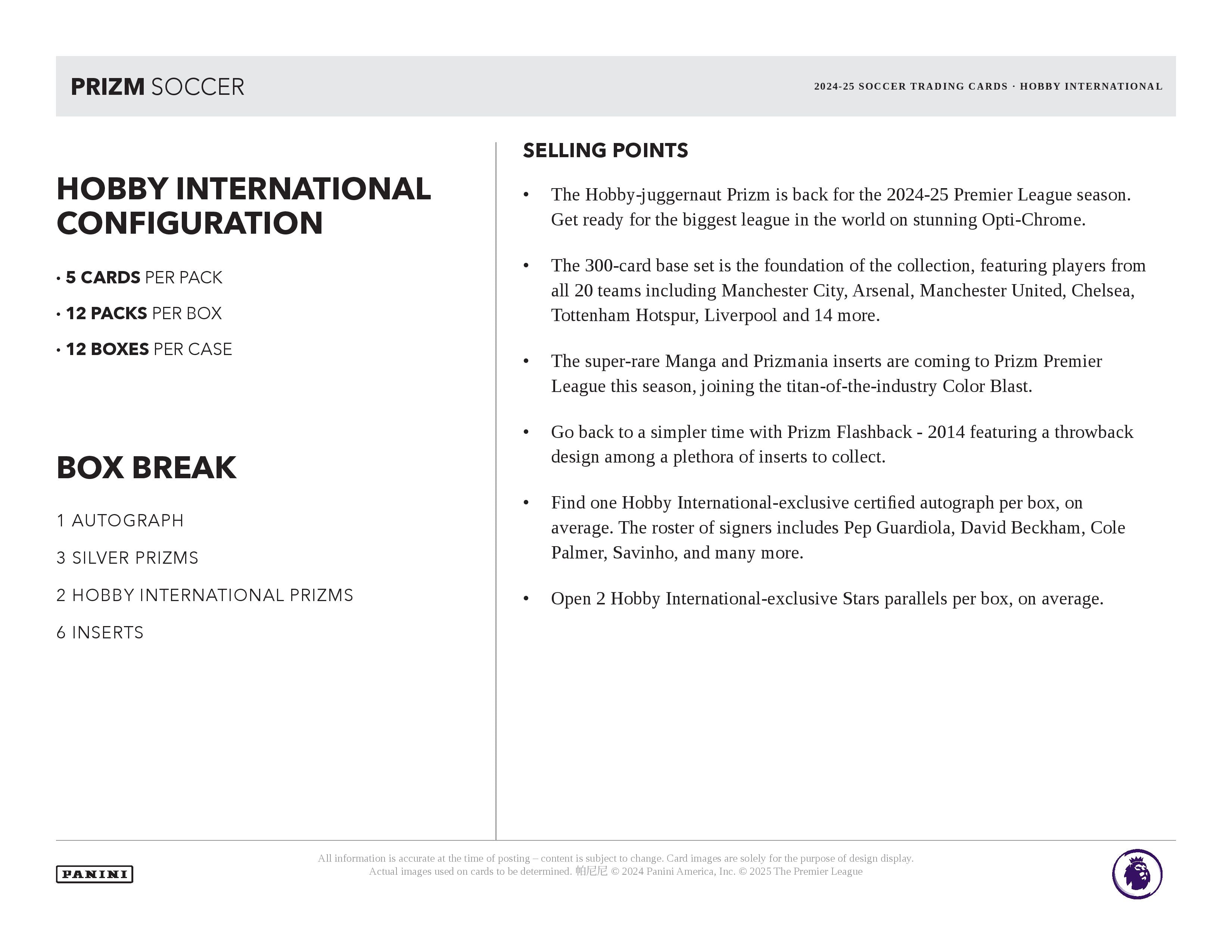 2024-25 Panini Prizm Premier League Soccer Hobby International Box