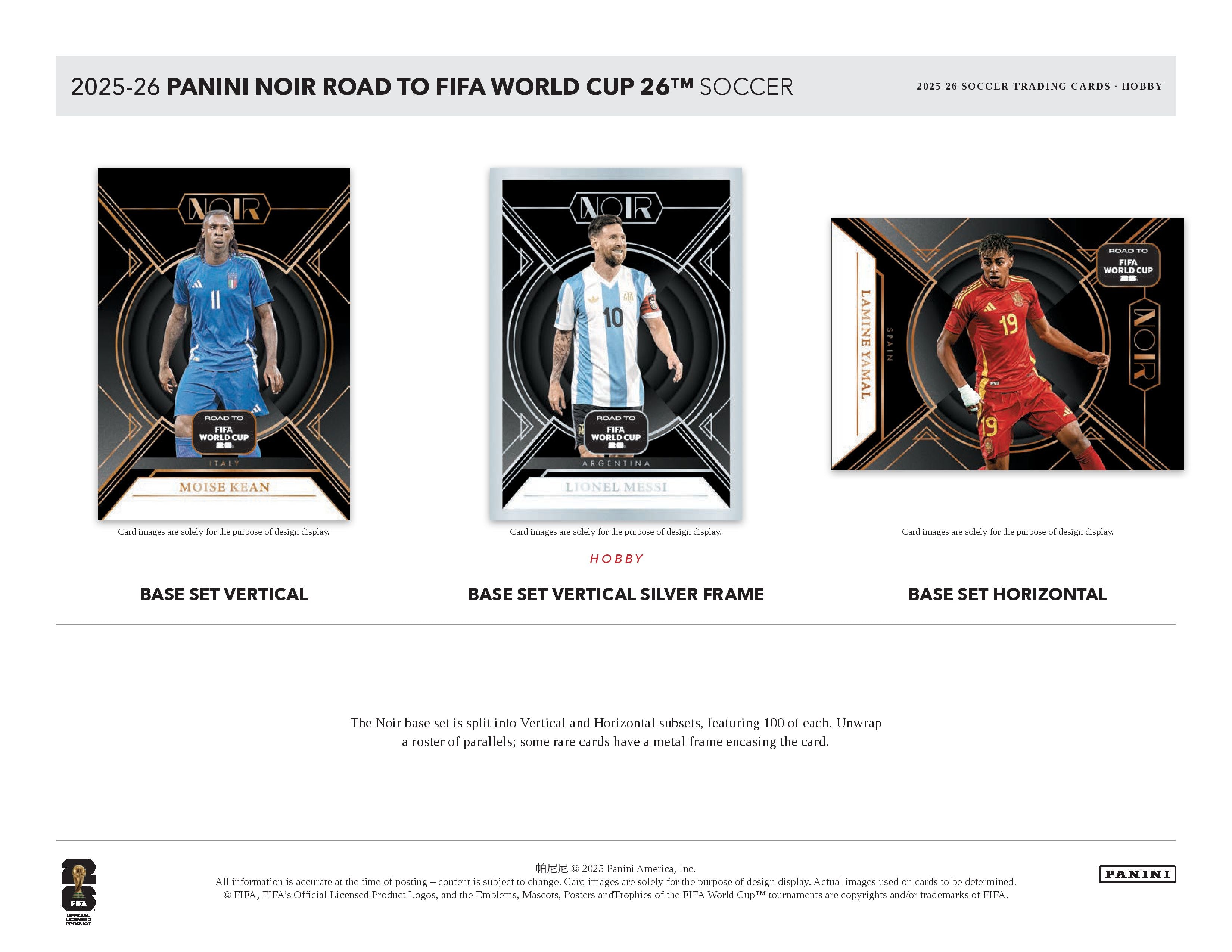 2025-26 Panini Noir Road to FIFA World Cup Soccer Hobby Box (Pre Order)