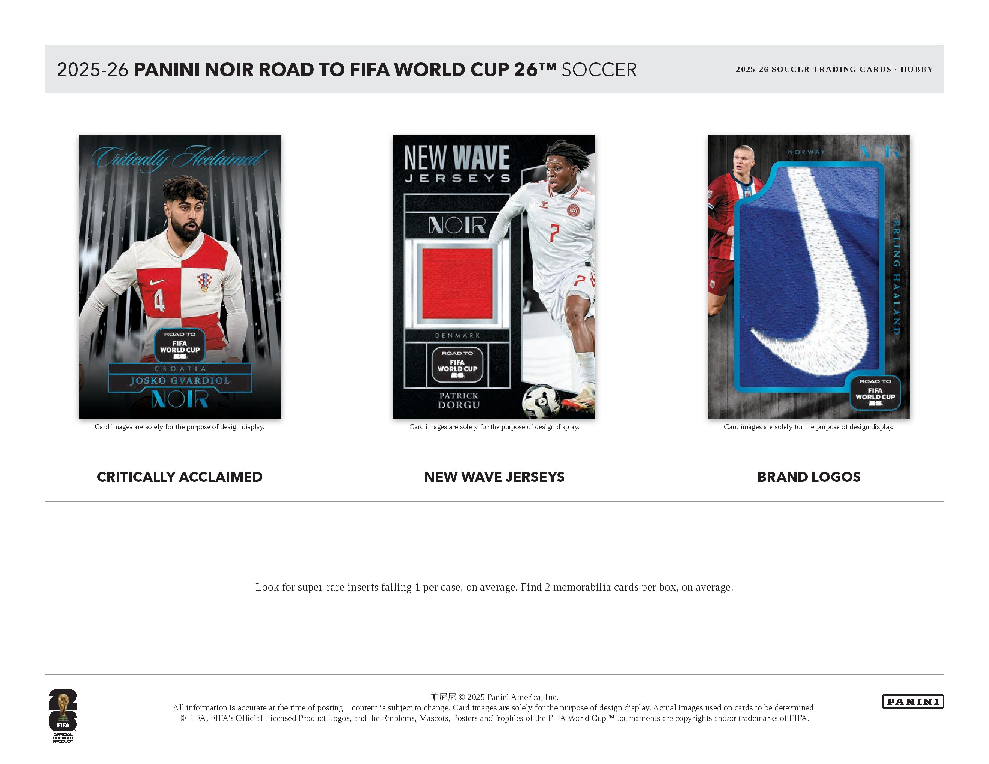 2025-26 Panini Noir Road to FIFA World Cup Soccer Hobby Box (Pre Order)
