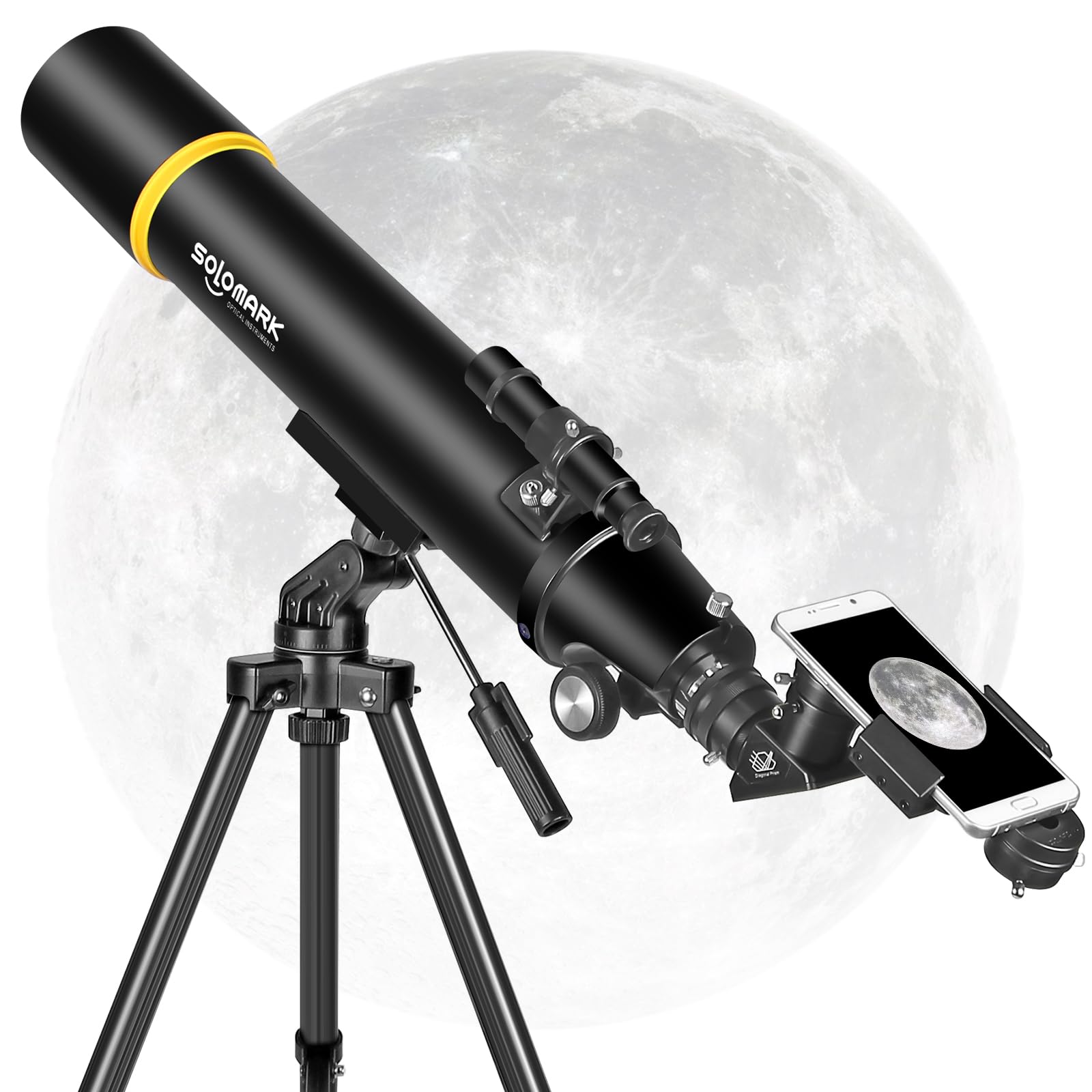 Telescopes for Adults Astronomy, 80mm Aperture 900mm Professional Refractor Telescope for Kids & Beginners, Compact and Portable Travel Telescopio with Carrying Bag