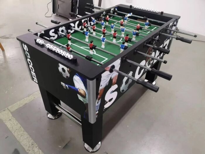 Goalmaster Stadium™ Foosball Table | Real Wood Soccer Graphic Premium Foosball Table w/ Soccer Ball Score Markers - Image 2