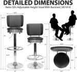 Retro Adjustable Bar Stool with Backrest - Image 8