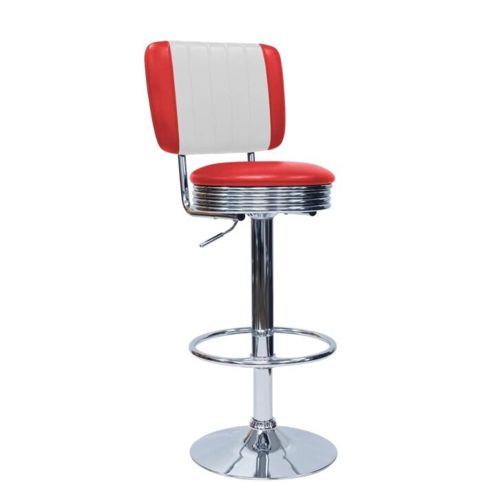 Retro Adjustable Bar Stool with Backrest - Image 2