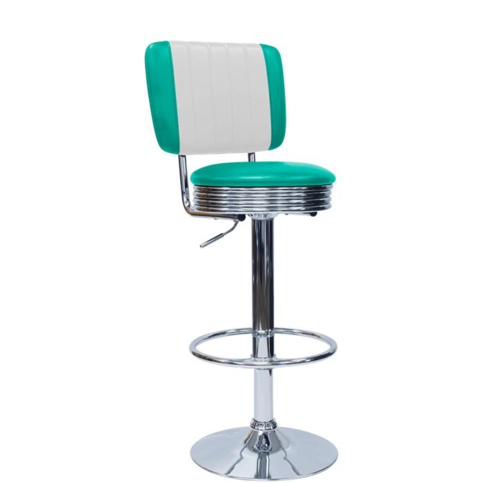 Retro Adjustable Bar Stool with Backrest - Image 3