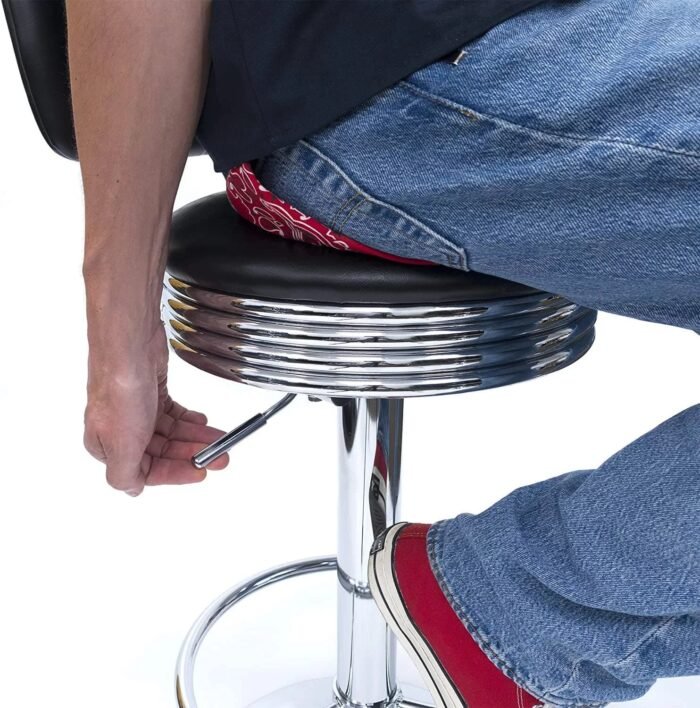 Retro Adjustable Bar Stool with Backrest - Image 7