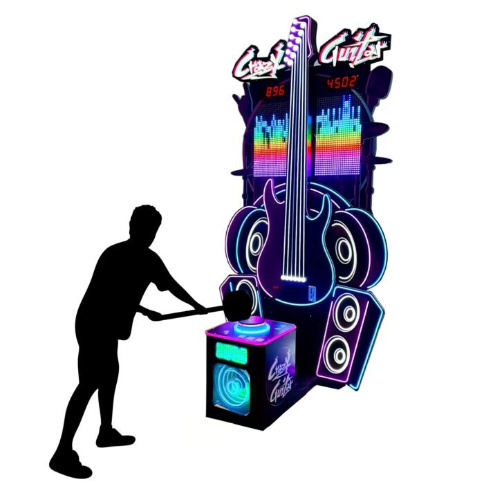Crazy Guitar™  Neon Light High Striker Hammer Arcade - Image 2