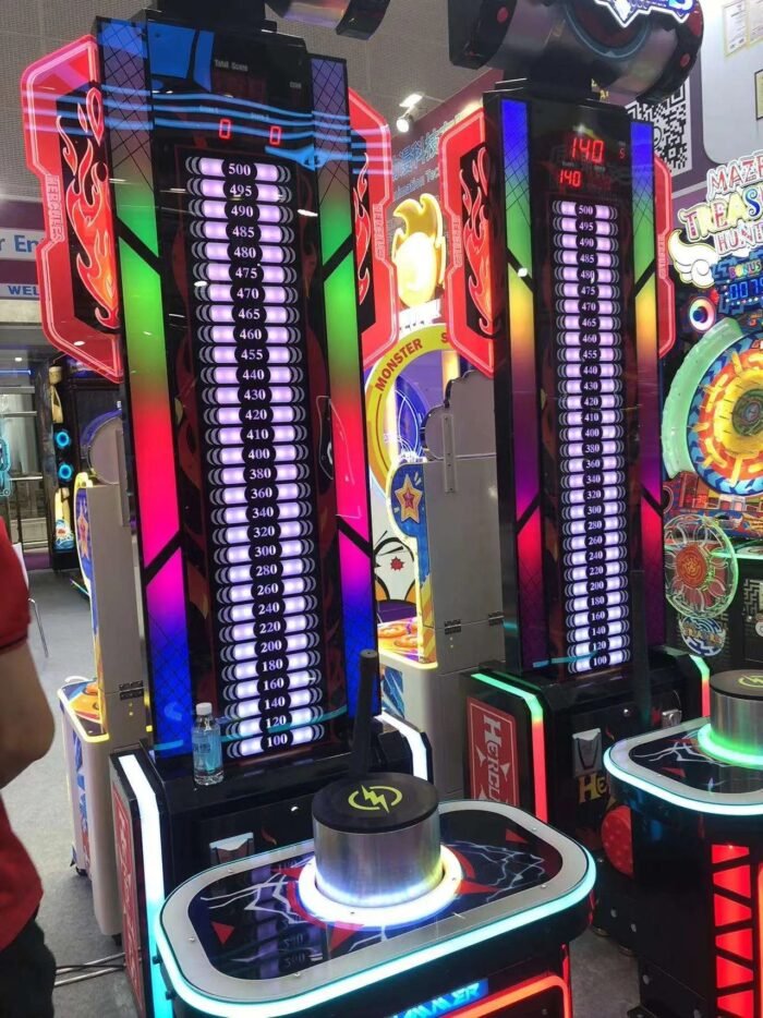 Hercules Power Strike™ High-Striker Hammer Arcade Machine with Neon Lights - Image 2