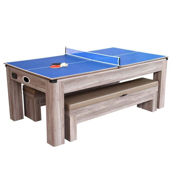 Hathaway Games Driftwood 7-ft Air Hockey Table Combo Set with Benches - Image 4