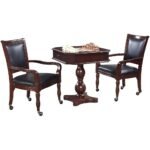 Hathaway Games Fortress Chess, Checkers & Backgammon Pedestal Game Table & Chairs Set - Mahogany