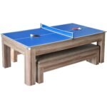Hathaway Games Newport 7-ft Pool Table Combo Set with Benches in Light Oak - Image 2