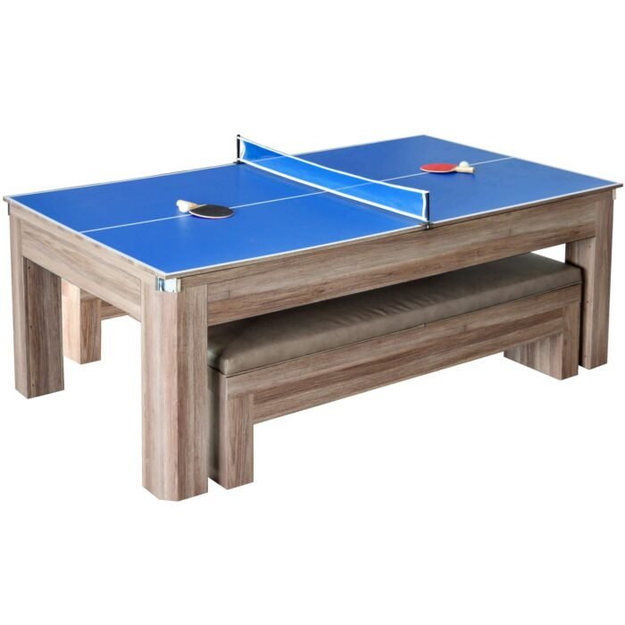 Hathaway Games Newport 7-ft Pool Table Combo Set with Benches in Light Oak - Image 2