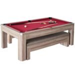 Hathaway Games Newport 7-ft Pool Table Combo Set with Benches in Light Oak - Image 5