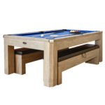 Hathaway Games Newport 7-ft Pool Table Combo Set with Benches in Rustic Grey