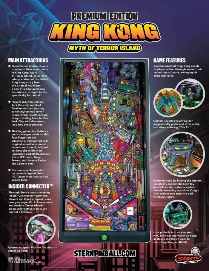 Premium King Kong: Myth of Terror Island Pinball Machine by Stern Pinball - Image 2