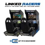 Racing Rampage | Set of 2 or 3 Sit Down Racing Arcade Machines | 177-205 Classic Racing Games OR Wifi Compatible to Connect Endless Games | FREE Link-Tech System