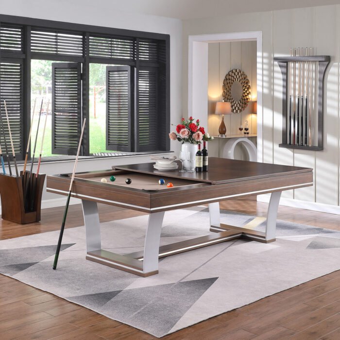 Playcraft Barcelona 8' Slate Pool Table in Walnut Gray on Silver Finish - Image 5