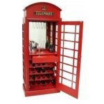 RAM Game Room Old English Telephone Booth Bar Cabinet in Red - Image 4