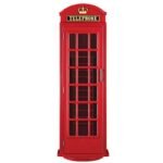 RAM Game Room Old English Telephone Booth Floor Cue Rack in Red