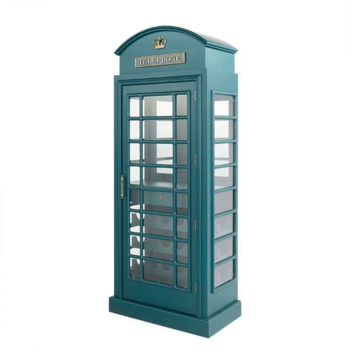 RAM Game Room Old English Telephone Booth Bar Cabinet in Green - Image 2