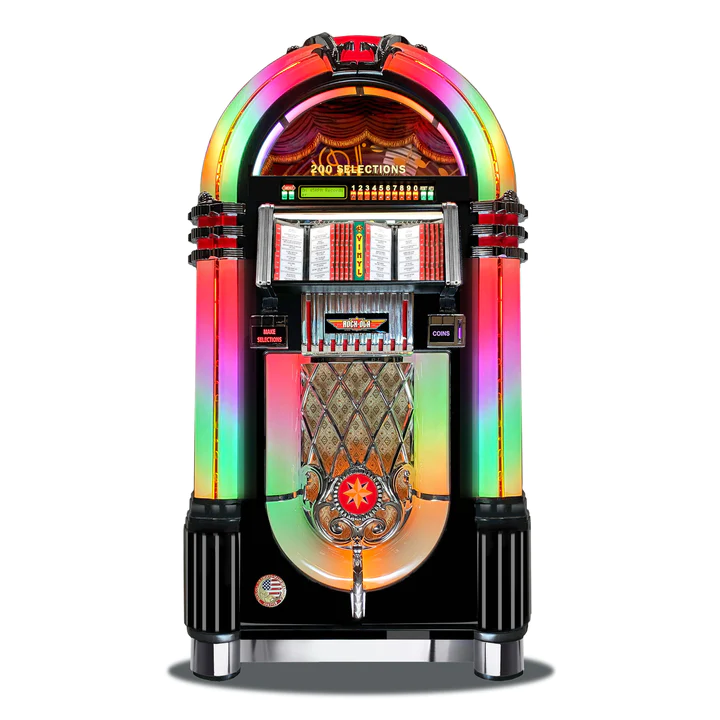 Rock-Ola-Authentic-Bubbler-Vinyl-45-Jukebox-in-Gloss-Black-Finish Rock-Ola Authentic Bubbler Vinyl 45 Jukebox in Gloss Black Finish - Image 1