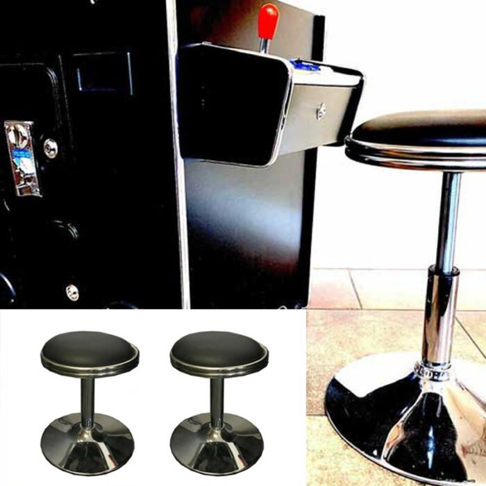 abvideoarcades cocktail arcade machine cabinet Retro Set of 2 Swivel Bar Stools - Image 4