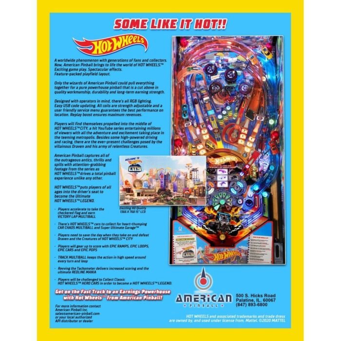 American Pinball Hot Wheels Pinball Machine - Image 5