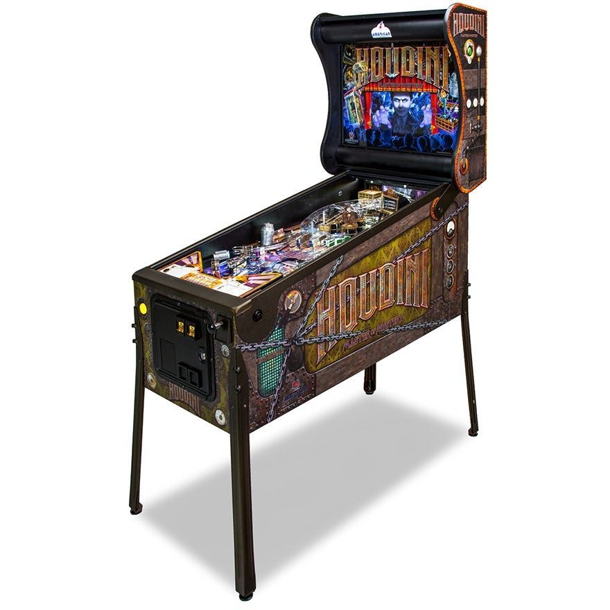 american-pinball-houdini-pinball-machine-classic-interior-side-art-and-topper American Pinball Houdini Pinball Machine - Image 1