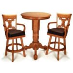 Berner Billiards Oak Pedestal Pub Table Set
