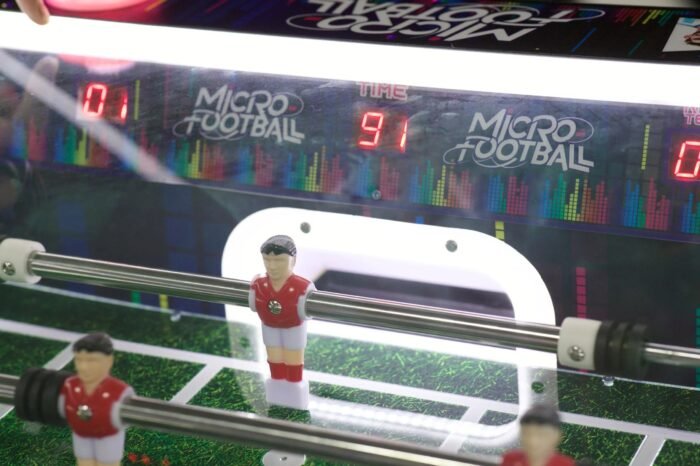 Micro Football™ Foosball Table with Soccer Ball Elevator Center, Digital Score Boards, and LED Neon Cabinet Lights - Image 10