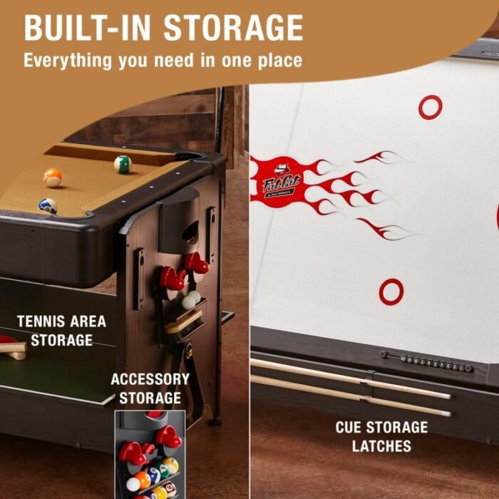 Fat Cat Original 3-in-1 Tan 7' Pockey™ Multi-Game Table - Image 7