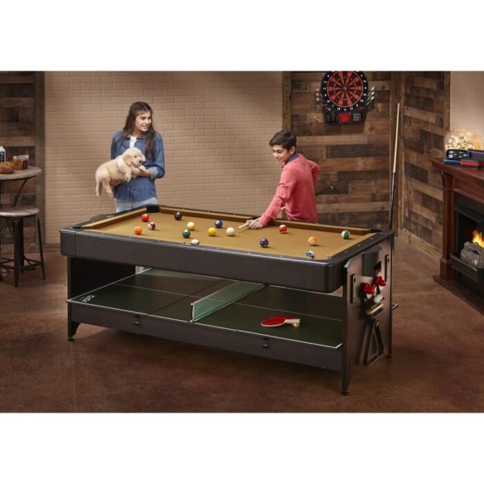 Fat Cat Original 3-in-1 Tan 7' Pockey™ Multi-Game Table - Image 9