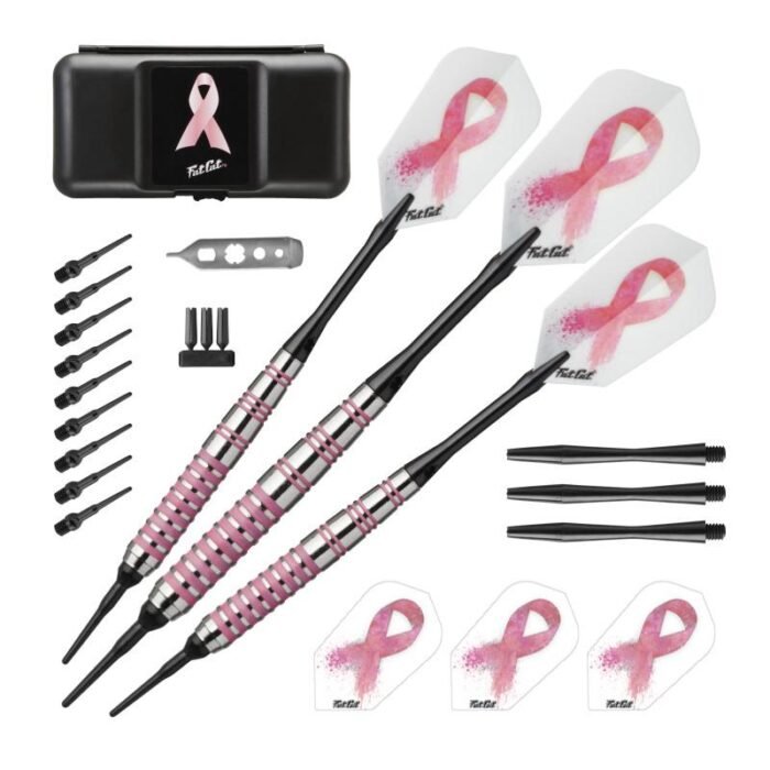 Fat Cat Pink Lady Soft Tip Darts 16 Grams and Casemaster Q-Vault Supreme Pink Cue Case - Image 2
