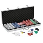 Fat Cat Texas Hold'em Table, 4-Deck Card Shoe, 500 Poker Chip Set, 2 Acrylic Chip Trays & Dice Cup Set - Image 3
