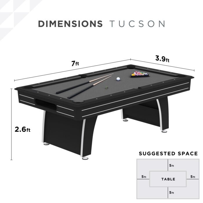 Fat Cat Tucson 7' Pool Table with Ball Return Grey Playing Surface - Image 7