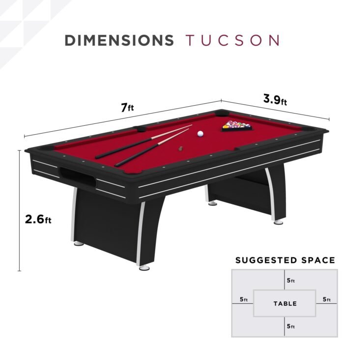 Fat Cat Tucson 7' Pool Table with Red Playing Surface - Image 4