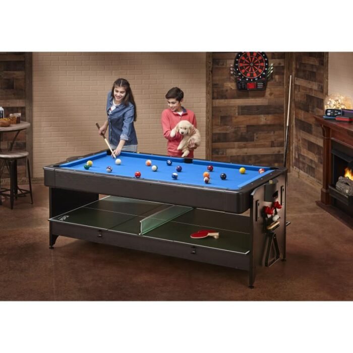 Fat Cats Billiards |  3-in-1 Blue 7' Pockey™ Multi-Game Table - Image 9
