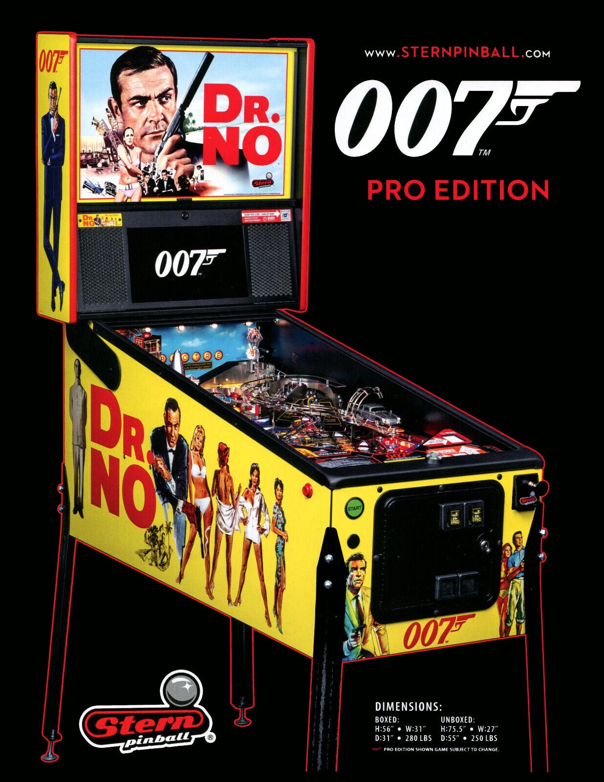 jamesbond James Bond 007 Pro Pinball Machine-New - Image 1