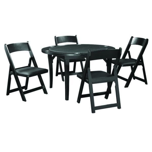 ram-game-room-48-folding-poker-and-multi-use-game-table-set-with-4-chairs-black-default-title RAM Game Room 48" Folding Poker and Multi-Use Game Table Set with 4 Chairs - Black - Image 1