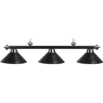 RAM Game Room | 54" |  Leather Black Finish | 3-Shade Billiard Light Fixture