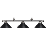 RAM Game Room | 54" | Metal Cone Shades | Suspension Chains | 3-Light Billiard Fixture